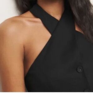 Reformation Elegant Black Halter Top